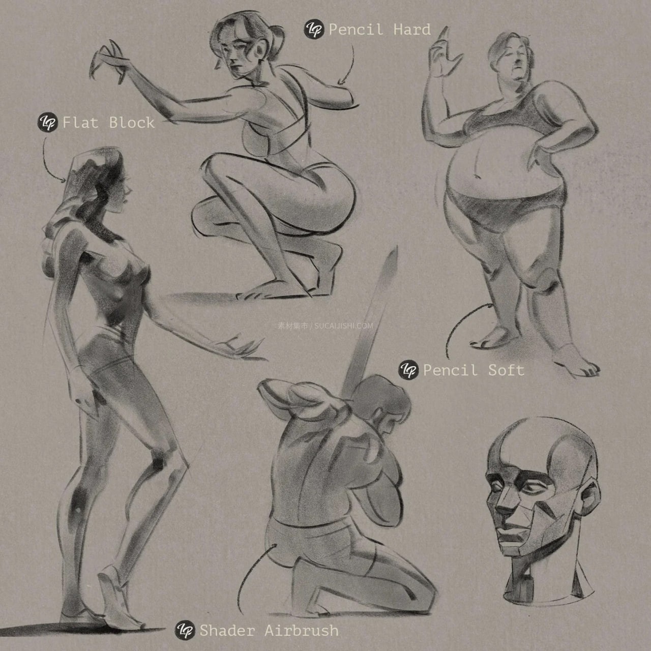 30支Procreate粗糙感炭笔纹理笔刷